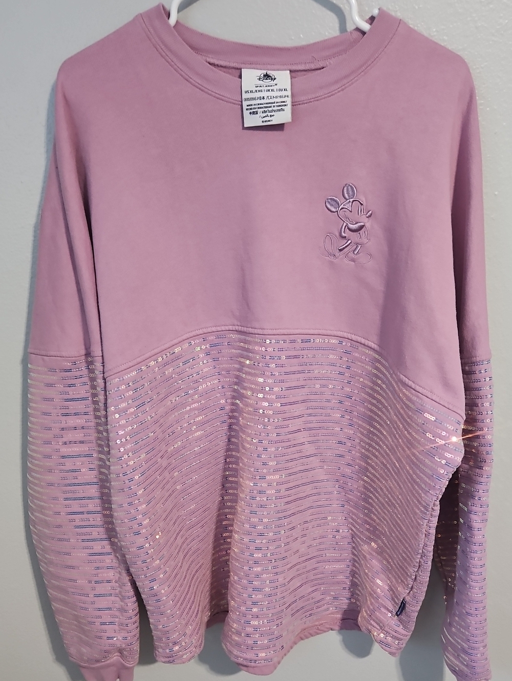 Lilac Pink Embroidered Disney Spirit Jersey Sequin Xl